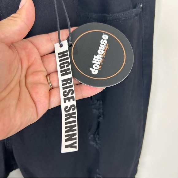 NWT Dollhouse high-rise skinny black distressed jeans size: 22W - Picture 6 of 14